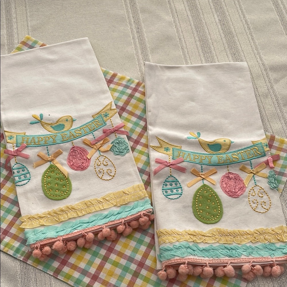 Easter Embroidered Kitchen Towels from Pier1